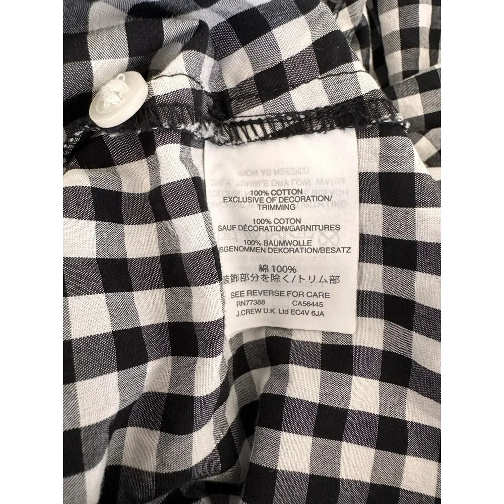 Madewell Embroidered Gingham Top Tassel Tie Peasant Puff Sleeve Plaid SZ Med